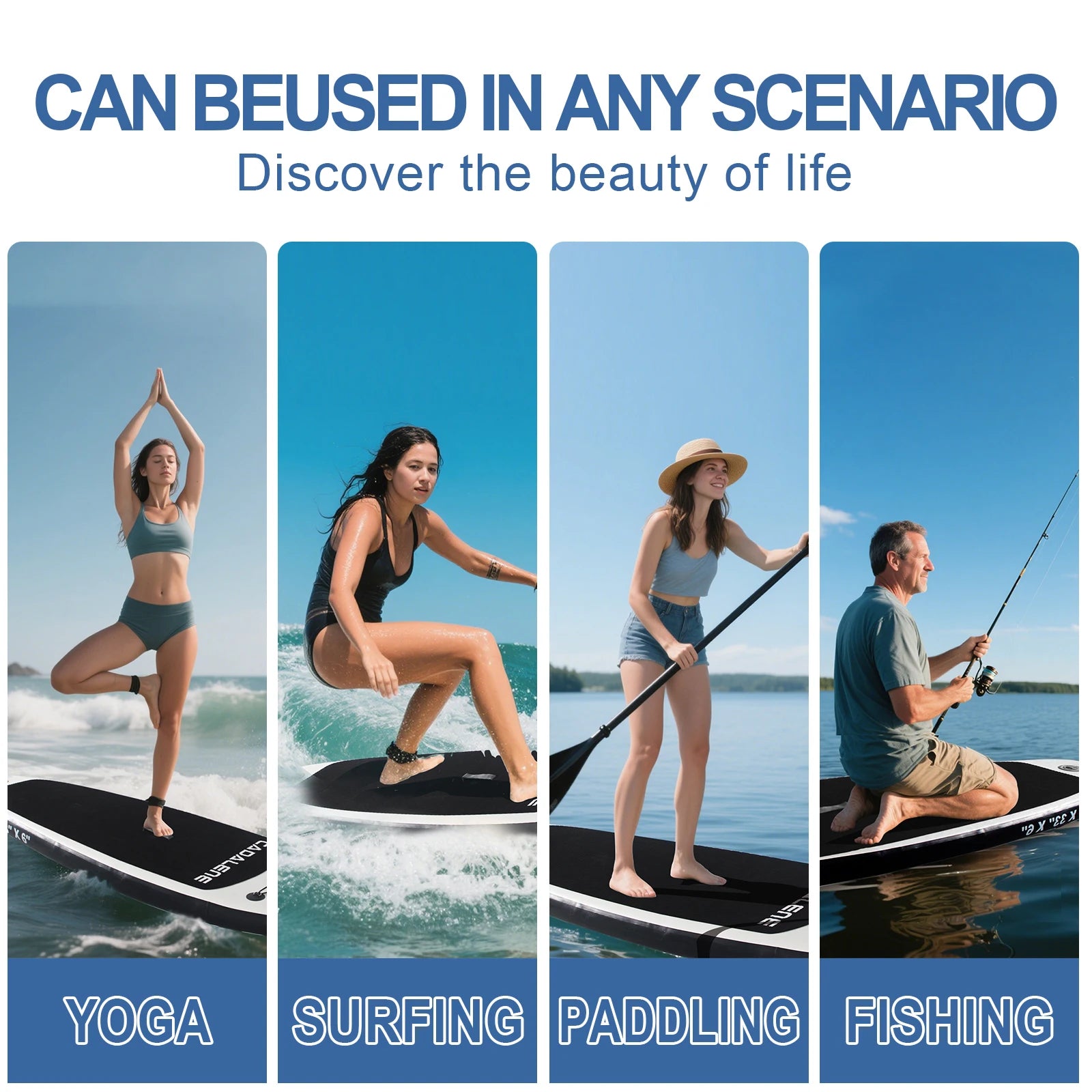 CADALENE Stand Up Paddle Board with SUP Accessories, Anti-Slip 10' Inflatable Paddle Board for Adults