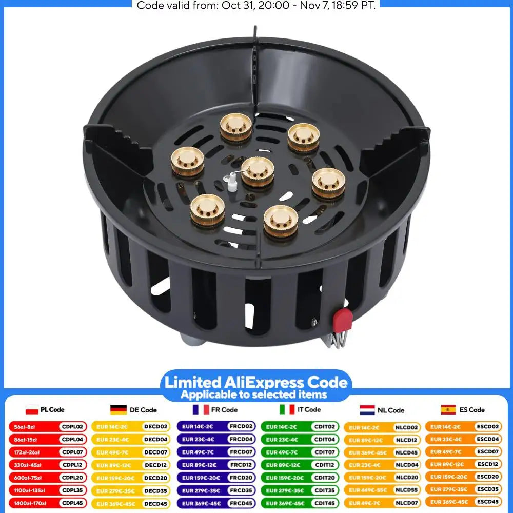 Cold-Rolled Steel Portable Camping Stove, 72000BTU 3-Adapter Gas Cooker, Windproof Design